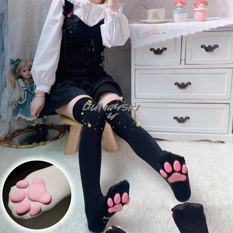 Cosplay Anime Basic - Женские длинные носки-гольфы с 3D-принтом кошачьих